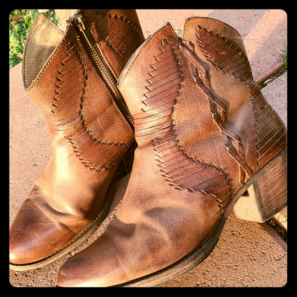 Used FRYE Ankle Boots with detailed leather work